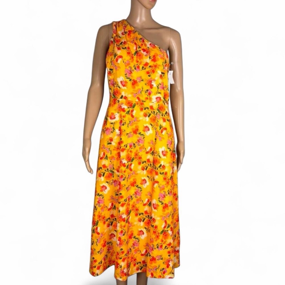 One-Shoulder Yellow Floral Maxi Dress